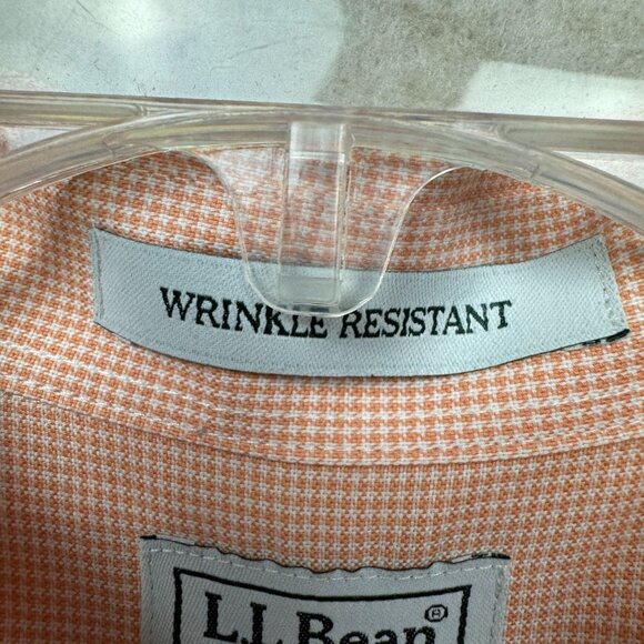 L.L.Bean Men’s L Salmon Gingham Short Sleeve Button-Up Shirt Classic Fit - Picture 3 of 7